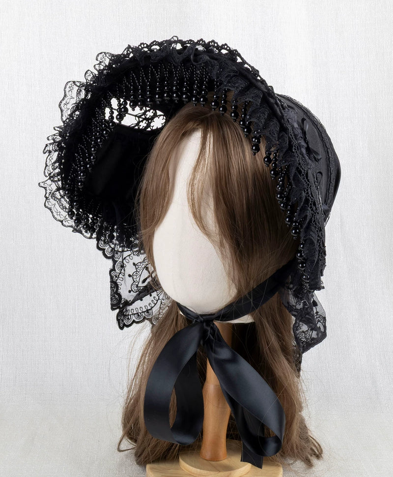 Lightbound Narrative - Cross Window - Bonnet with Lace Ruffle and Cross Motifs