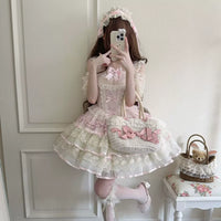 Hanguliang - Ballet Dream - Ballet JSK Dress with Layered Lace Ruffles - PinkJSK / S