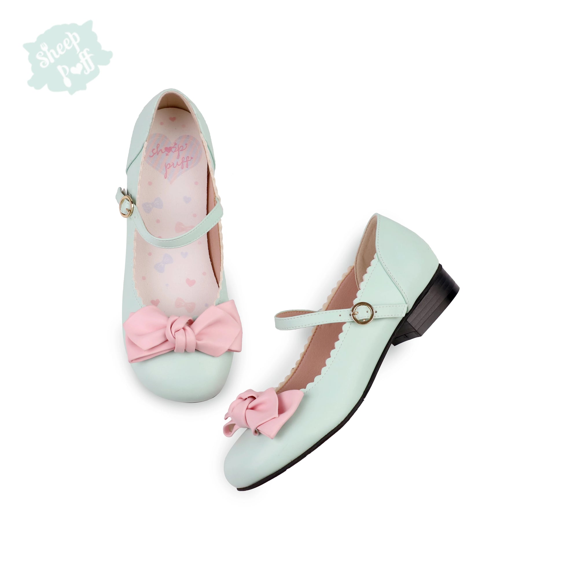 Sheep Puff Lolita shoes featuring rounded bows and a cute sheep puff design, perfect for stylish, playful footwear.