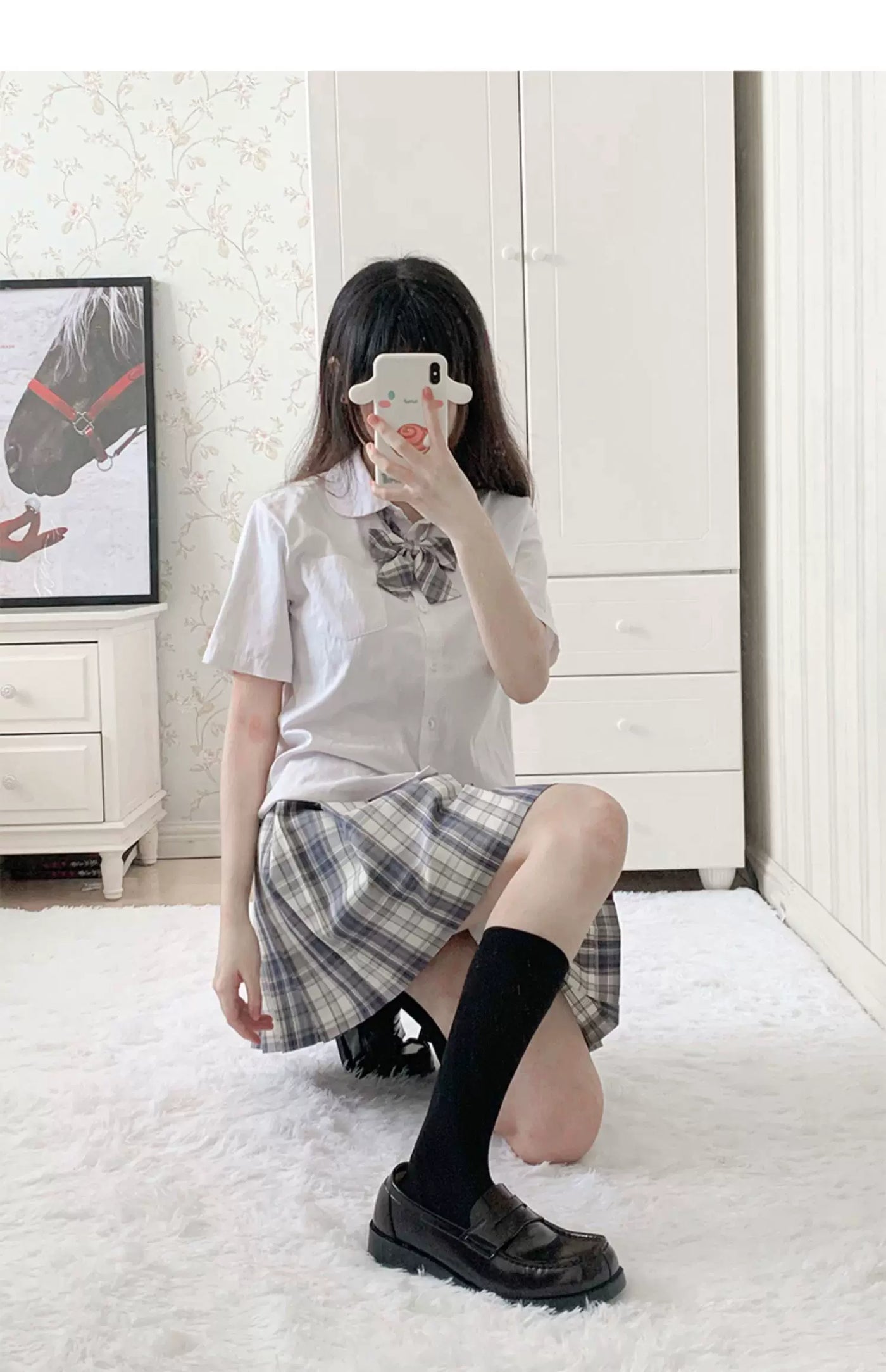 Floral Milk Cat - JK Basics - Calf Socks in 32 cm and 43 cm Lengths