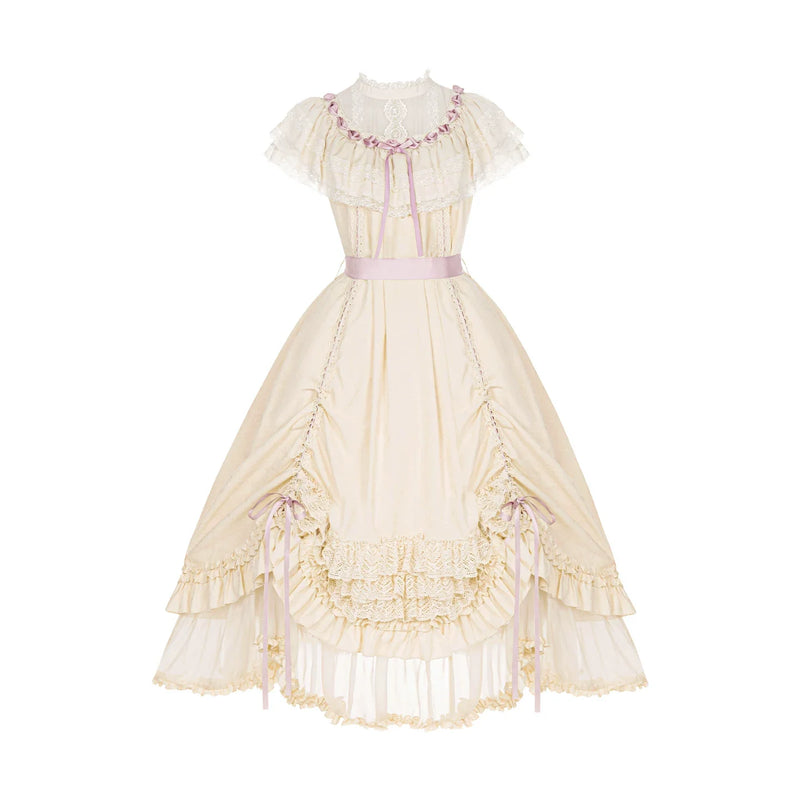 Lily's Dream - Cotton Lining Classic Lolita OP, Drawstring Liftable Hem (L M S) 45539:854768