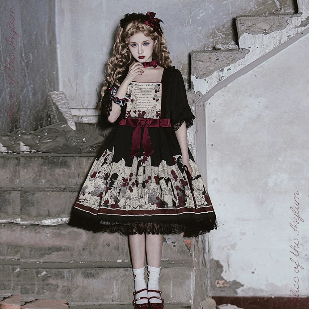 囚鸟旅店‖疯人院爱丽丝‖现货‖Lolita睡衣裙冰丝可爱柄图套头op
