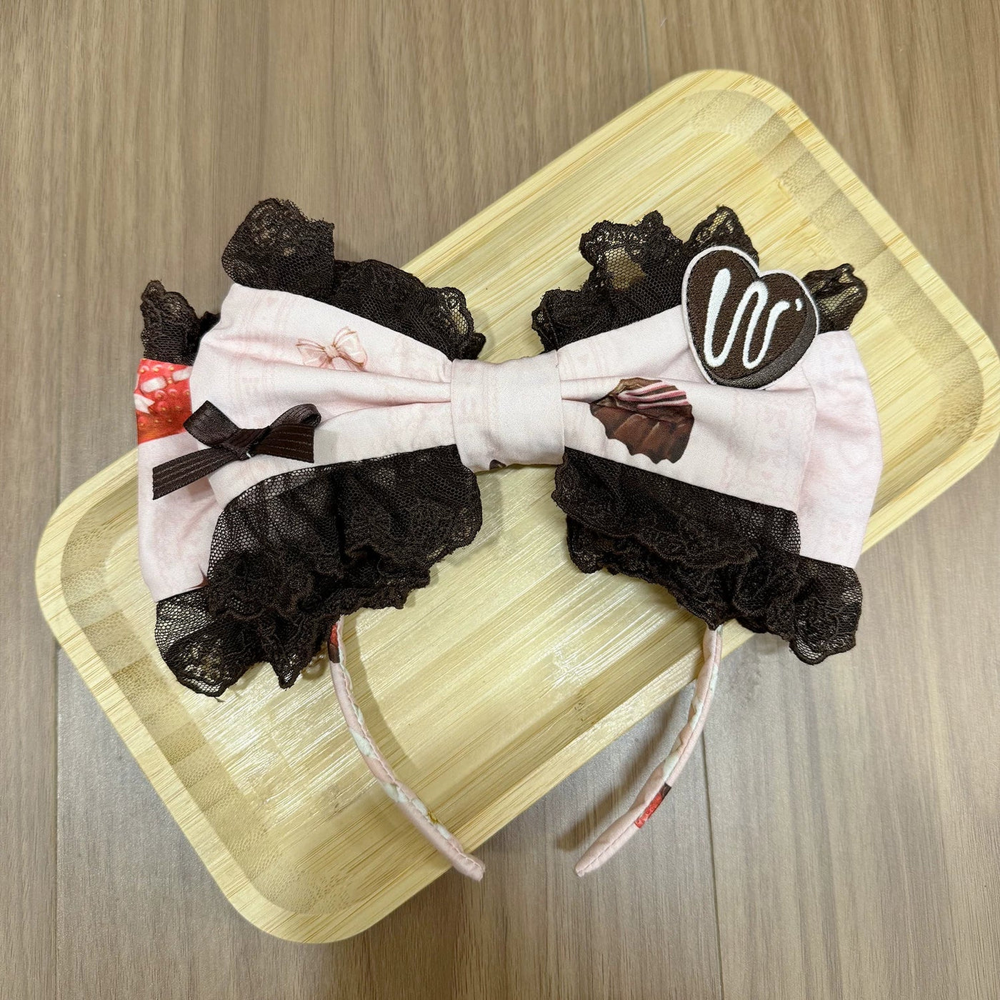 DreamWhale - Strawberry Chocolate Lovers - Sweet Lolita Embroidered Printed Accessory