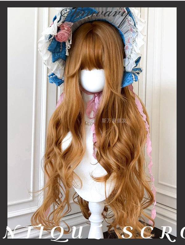 Shiny golden-brown 80 cm curly wig - view 1