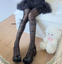 Black bow stockings (bow needs to be tied yourself) / One Size