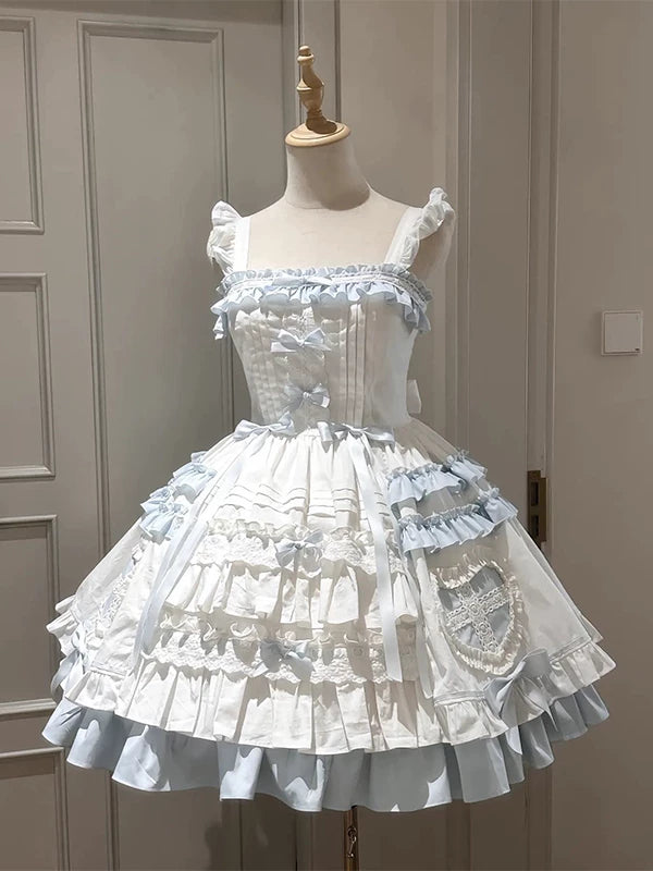 Creamy - Blue-White Doll Heart - Blue-and-White JSK with Matching Cape
