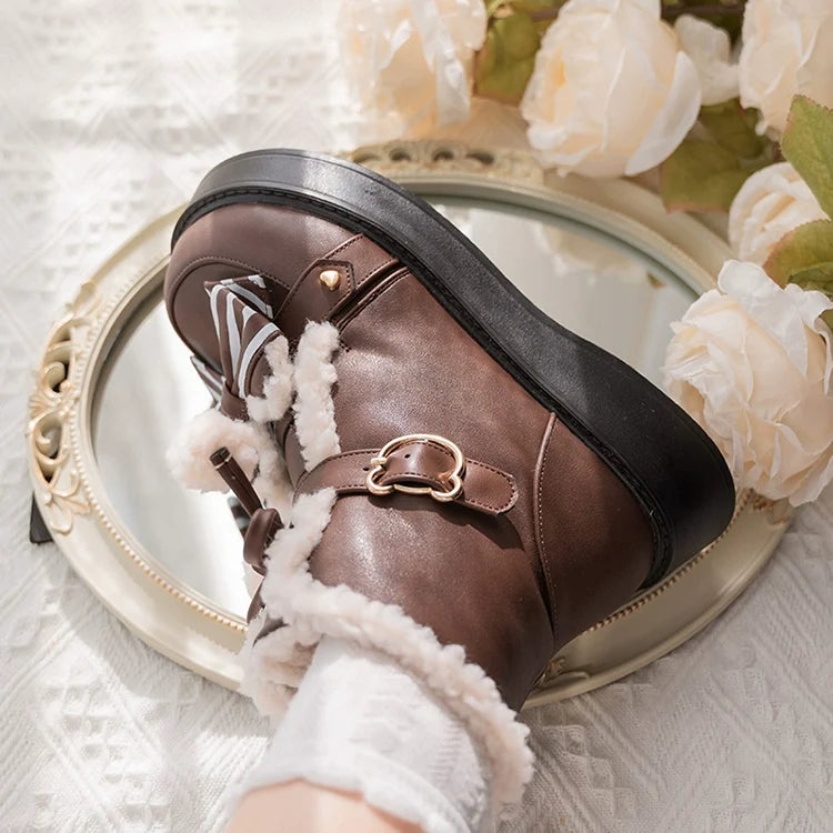 beauty bunny - Milk Bear - Lolita snow boots with striped butterfly bows - product detail 8