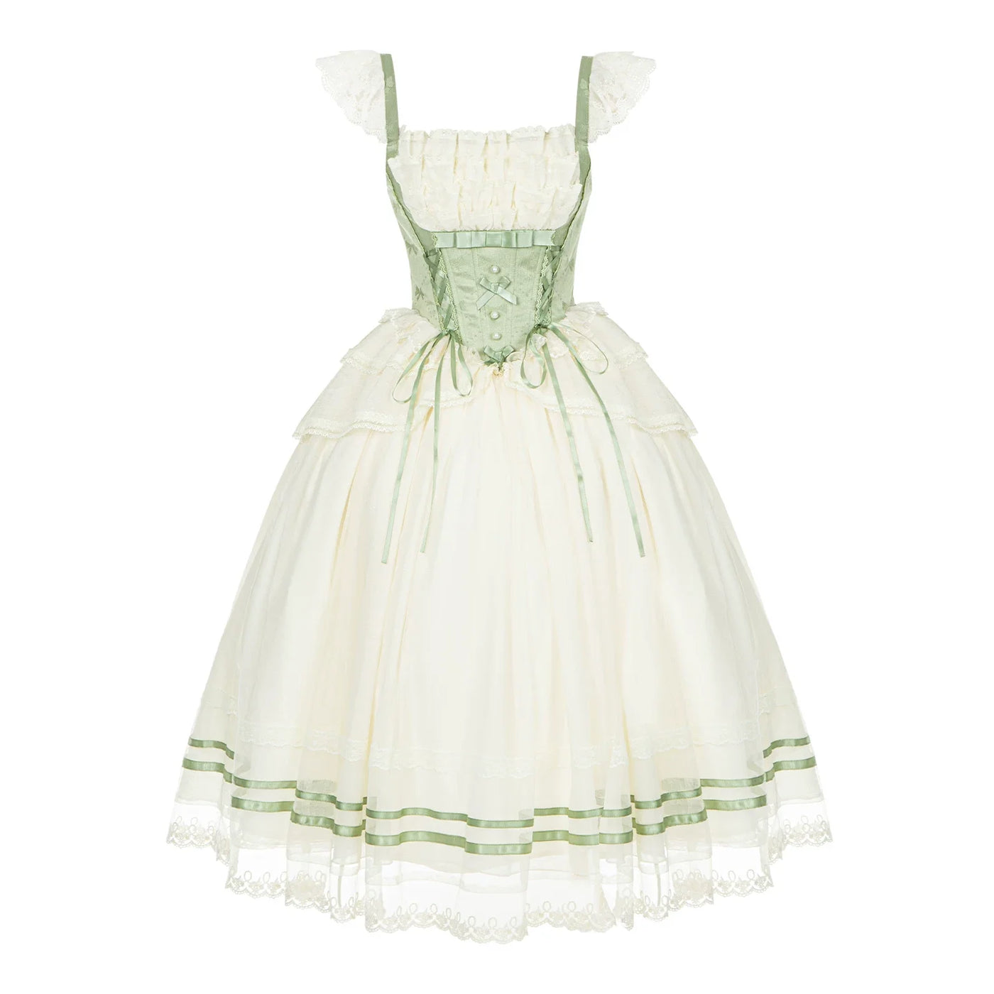 Unfailing - Classic Lolita Bow Jacquard Corset JSK Dress (L M S) 45632:856649