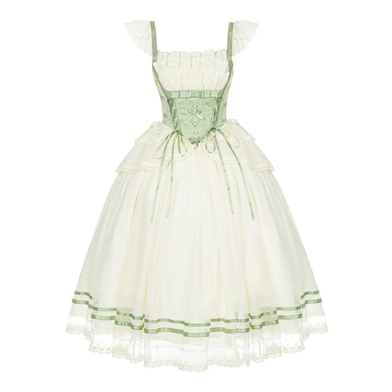 Unfailing - Classic Lolita Bow Jacquard Corset JSK Dress (L M S) 45632:856649