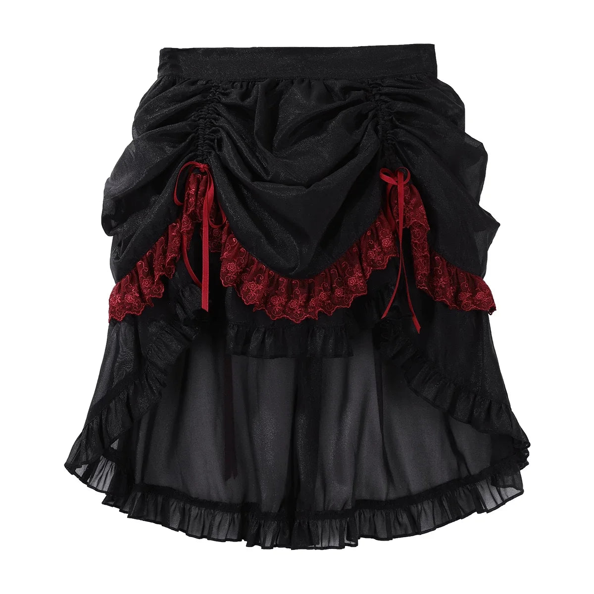 Your Princess - Bone Rot Bloom - Gothic Lolita Embroidered Camisole & Drawstring Lift-up Hem Skirt