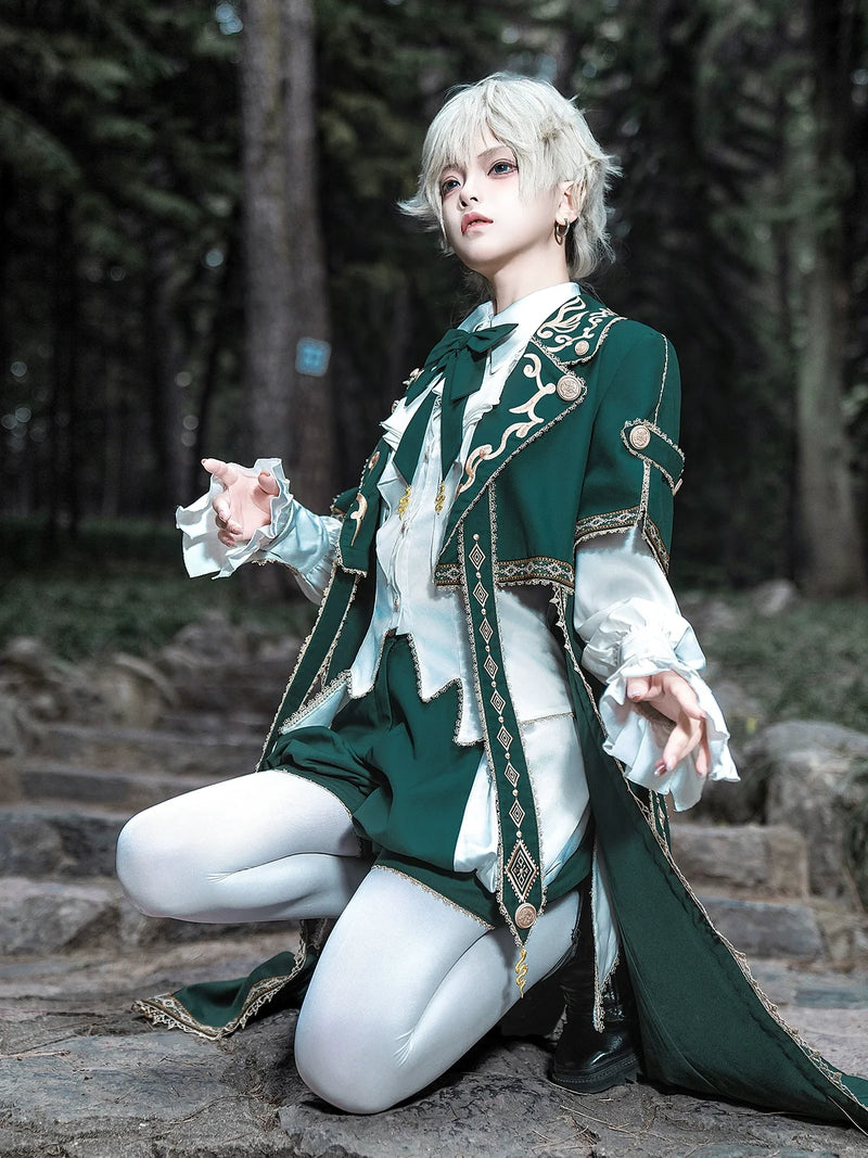 Letters from Unknown Star - Divine Envoy - Ouji Lolita Shorts Suit Military Lolita Coat and Shirt