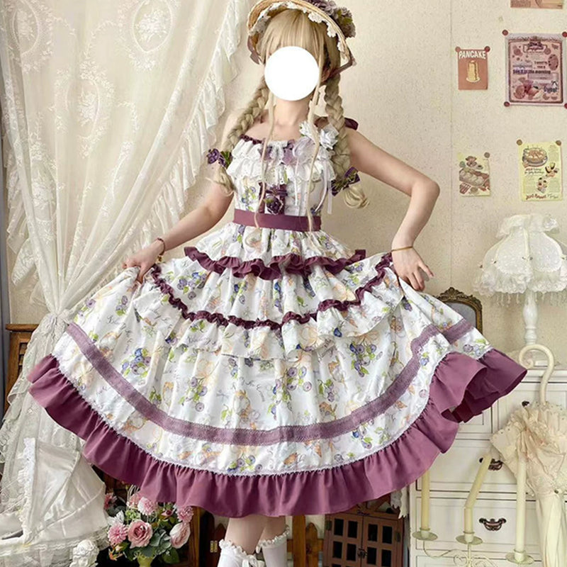 Yueele - Lavender Tea Garden - Plus-Size Lolita Outfit Set - detail view 7