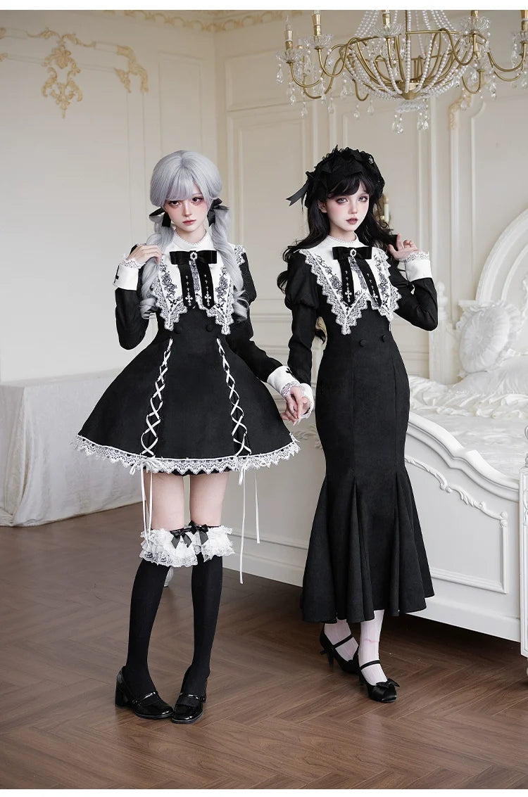 With PUJI - Rose Doll - Gothic Lolita Short OP, Mermaid Dress