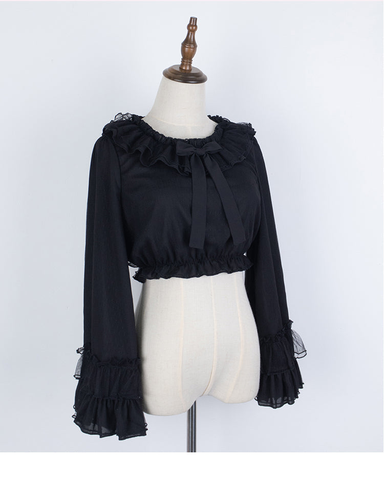 Sakurada Fawn - Plus Size Lolita Blouse Cheese - Chocolate Long Sleeve Innerwear