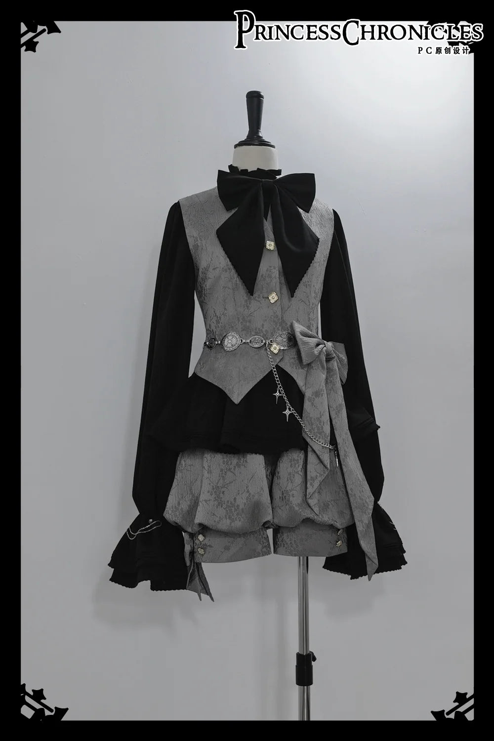 Princess Chronicles - Rabbit Hunting Glacier Gray - Vintage Lolita Grey Coat Kawaii Rabbit Ear Set