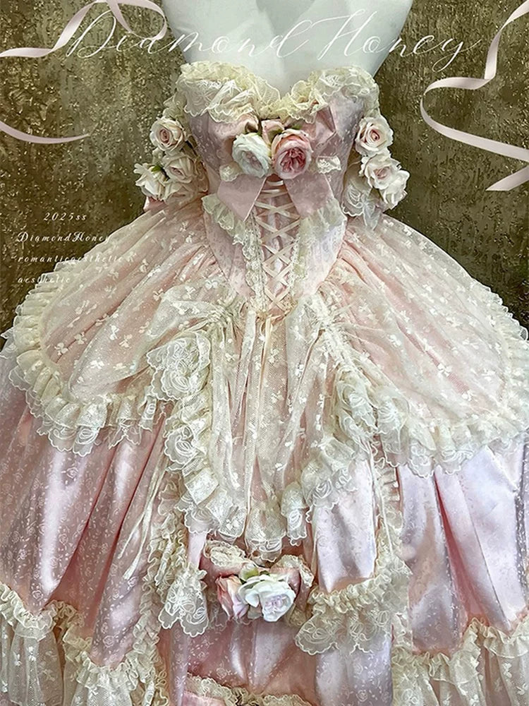 Emoji Dream - Sweet Lolita Rose Ballgown - Blush pink one-piece