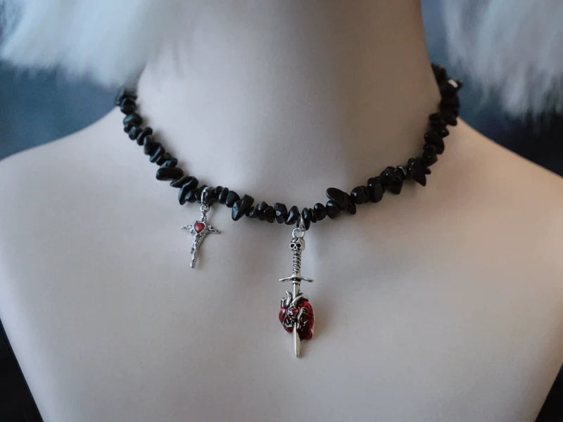 Strange Sugar - Handmade Gothic Lolita Choker - Multiple Pendant Neckwear