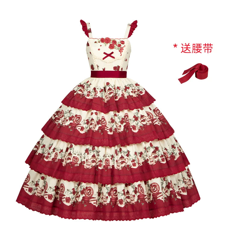 With PUJI - Letter and Poetry - Classic Lolita JSK Suit Four-tiered Twins Dress detail view 16