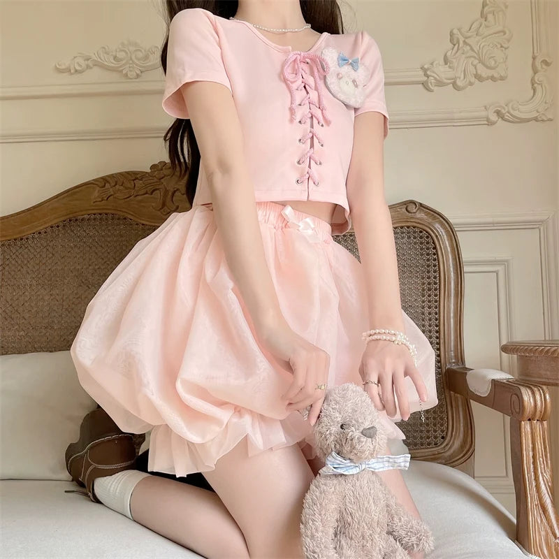 Sugar Girl - Casual Lolita Bloomers - Solid Color Organza Shorts Other Surprise