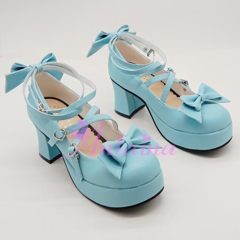 Antaina - Popular Japanese Lolita Bow Strap - Multiple Colors Shoes