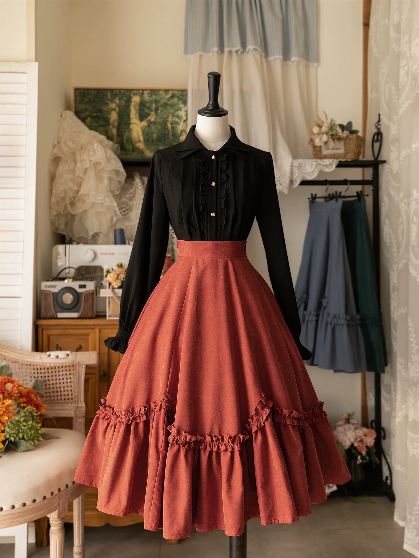 Forest Wardrobe - Forest Basket - Elegant Lolita Shirt Retro Dual Collar Versatile Shirt