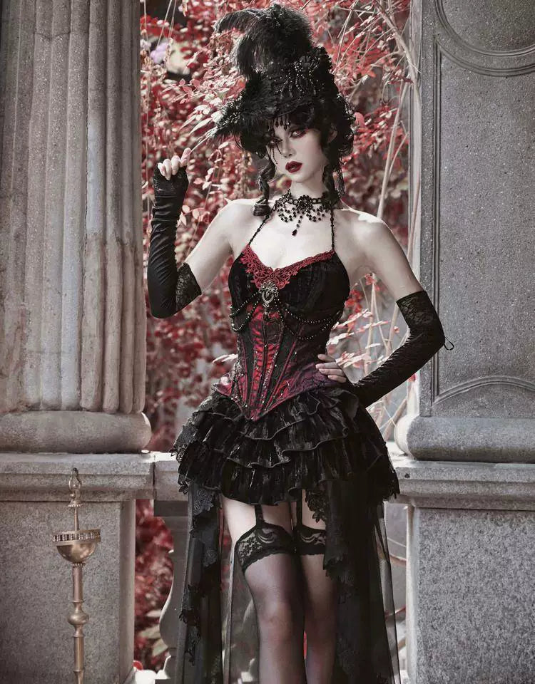 Sweetheart Dream Machine - Gothic Halloween - JSK with a velvet fishbone corset waist