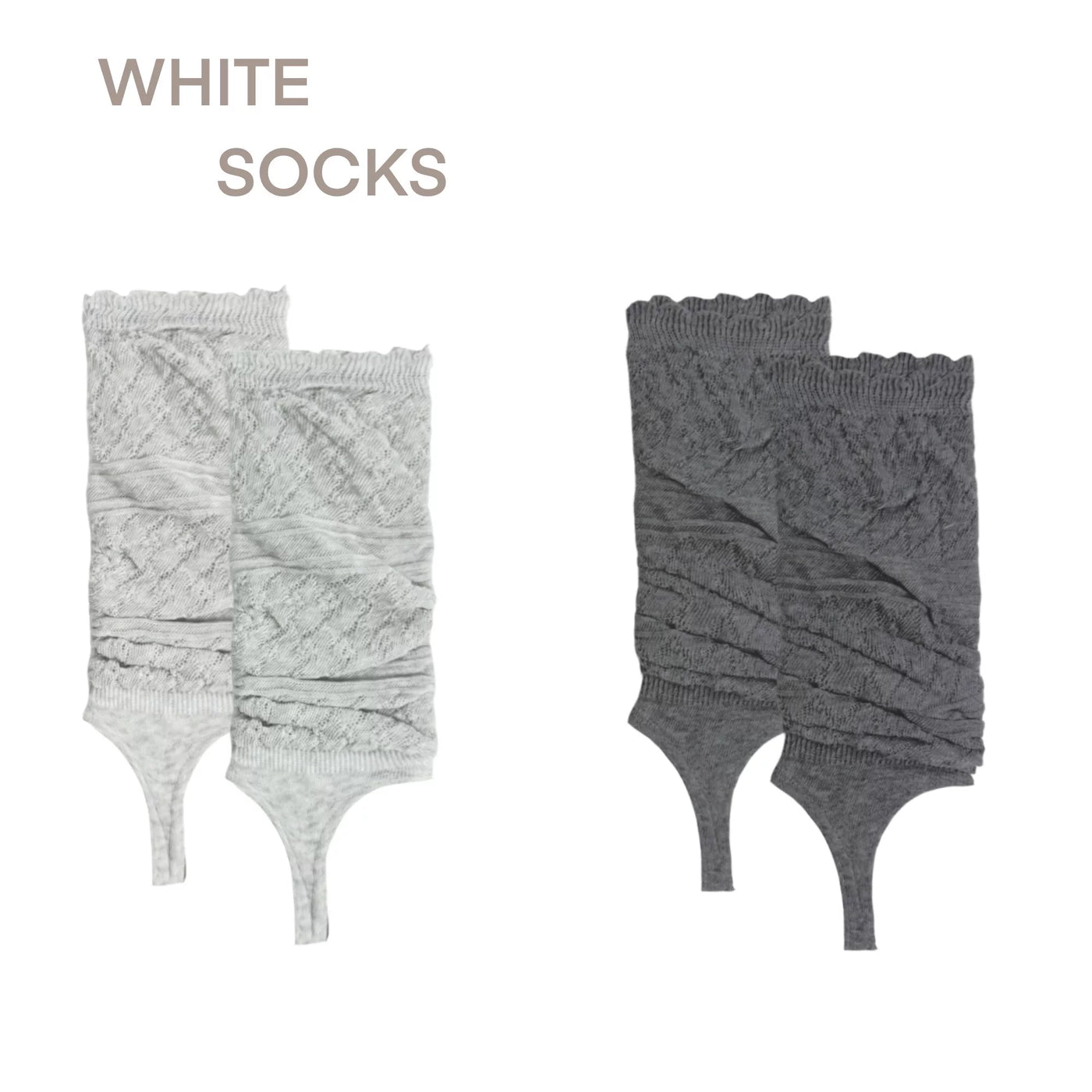 White Socks - Openwork Slouchy Knit - Sock Covers