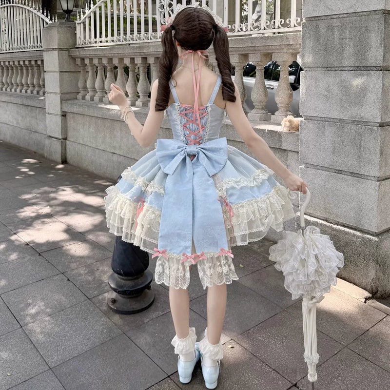 Lady Han satin heart knot ballet JSK dress featuring a charming design with satin fabric and heart accents.