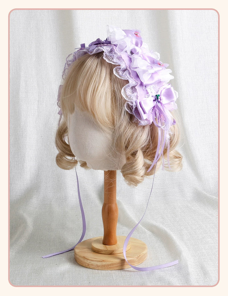 Stardust Rose - Taro Bridal - Purple Floral Headwear and Hand-Sleeve Options with Bows