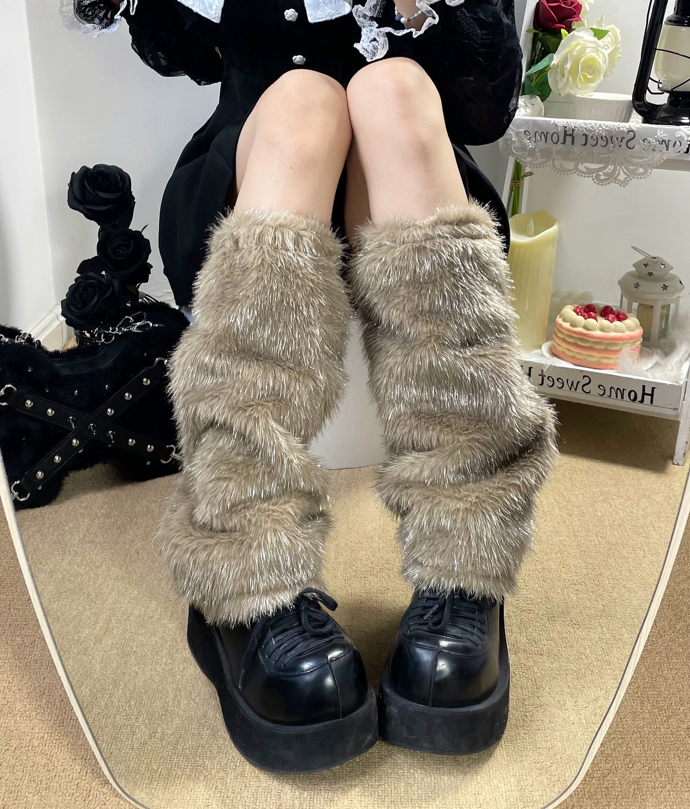 Fantasy Doll - Plush Layer - Plush Socks with a Stacked Mid-Calf Shaft