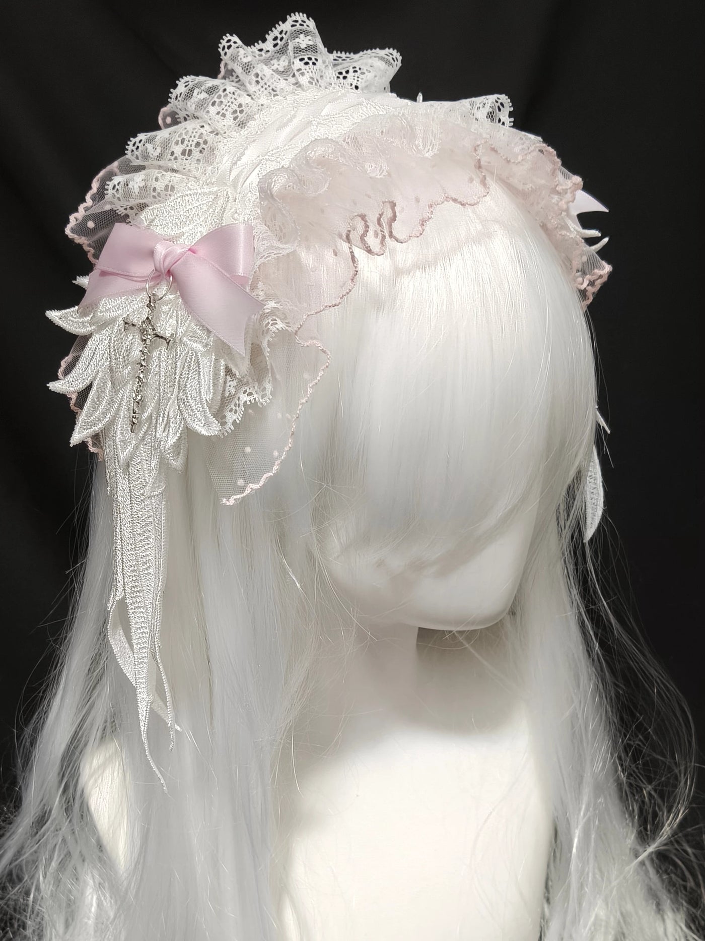 Dokisuru - Angel Lace - Pink or Blue Lace Hairband with Bow