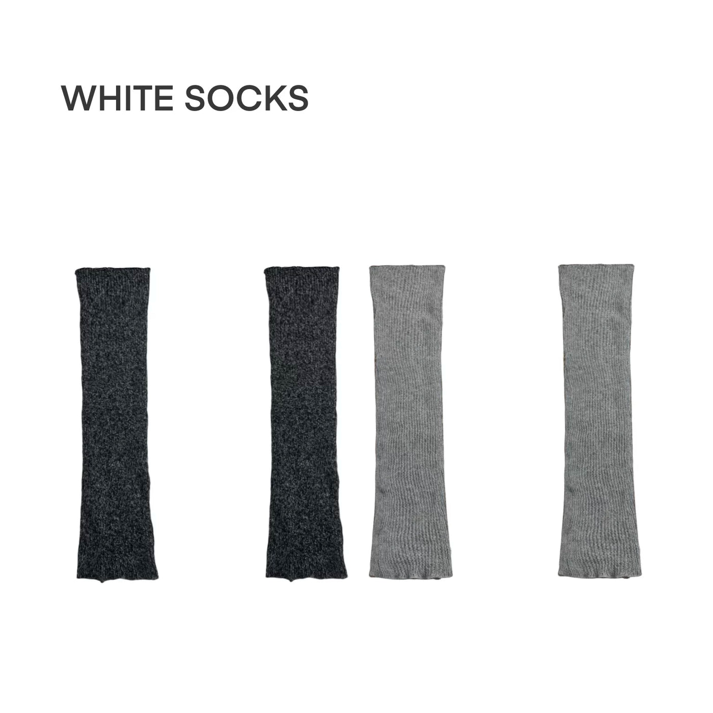 White Socks - Flecked Knit - 70 cm Slouch Leg Warmers with Gathered Folds