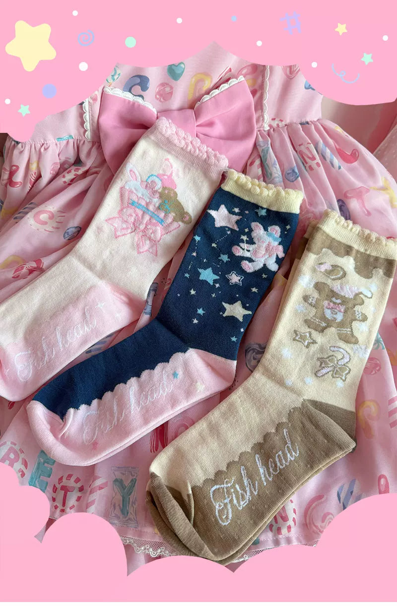 Milky Star Qiaoqiao - Cartoon Motifs - Short-to-Mid-Calf Socks with Cartoon Prints