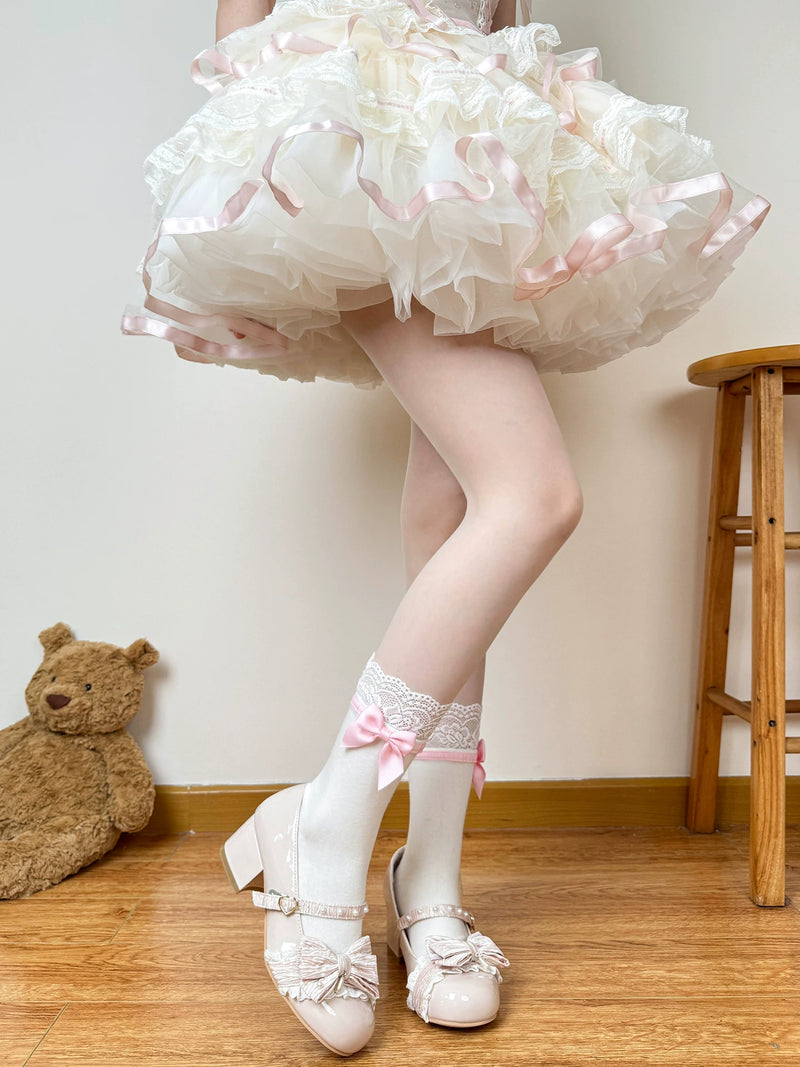 Chubby Bear Tales - Ribbon Charm - White Socks with Side Bows