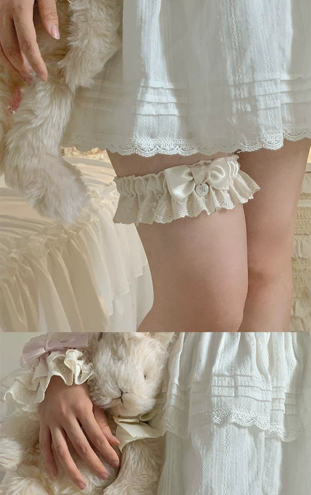 roji roji - Handmade Sweet Lace - Thigh Garter with Bow and Lace Trim