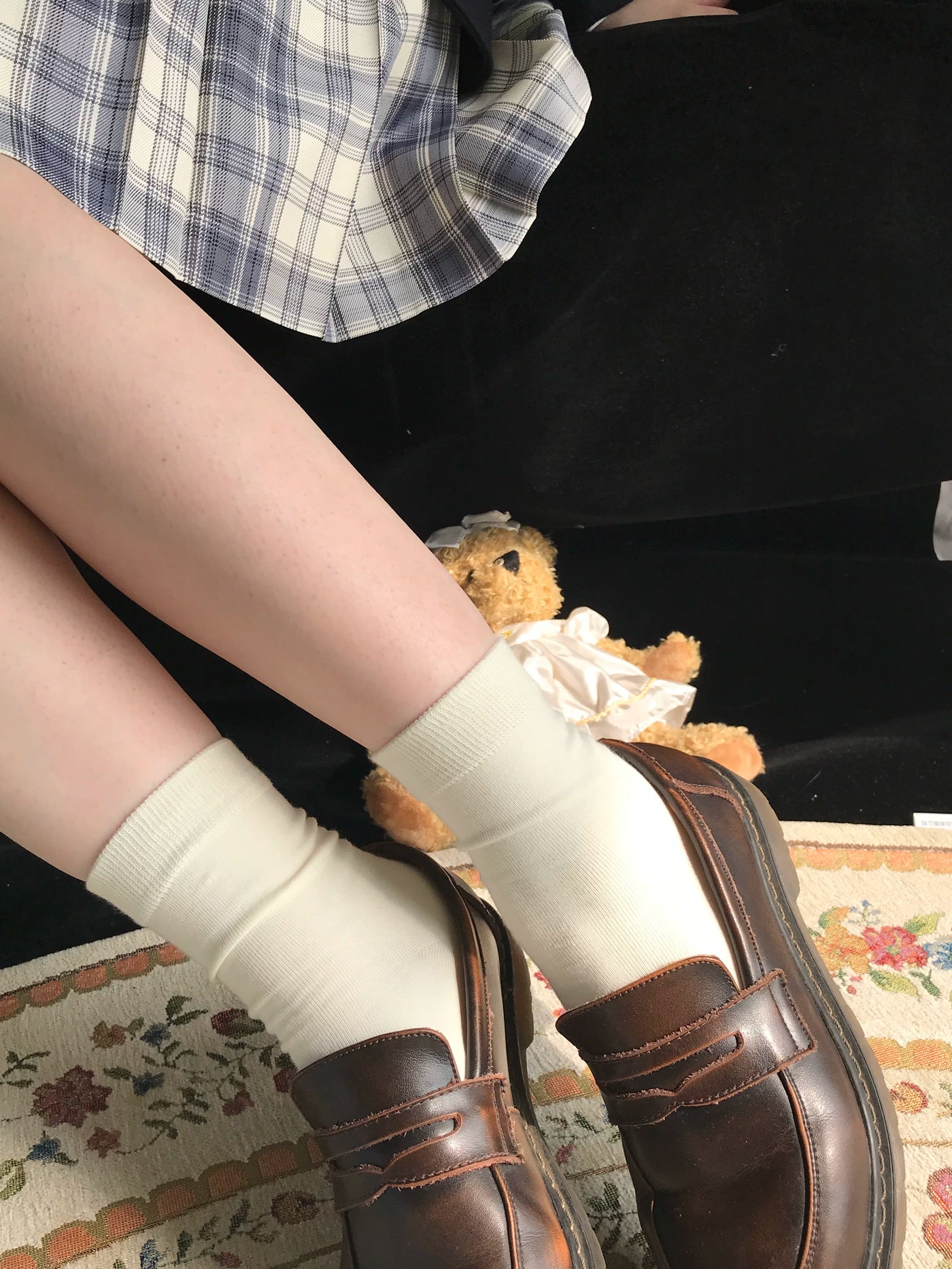 Chubby Bear Tales - Custard Bun - Two-Pair Ribbed Tube Socks in Multiple Lengths