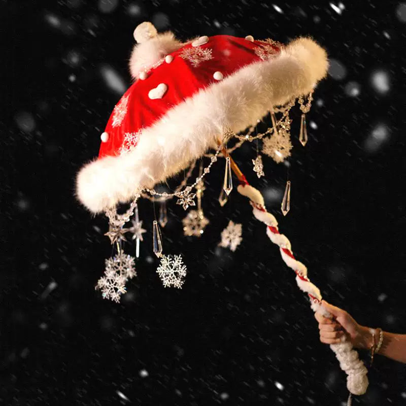 Christmas Velvet Star Long-Handle Lolita Parasol — additional product view