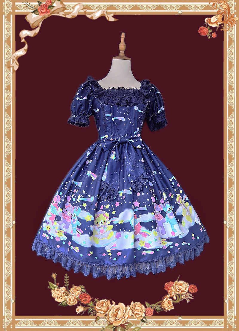 Infanta - Sleepy Bear - Printed Chiffon OP & JSK