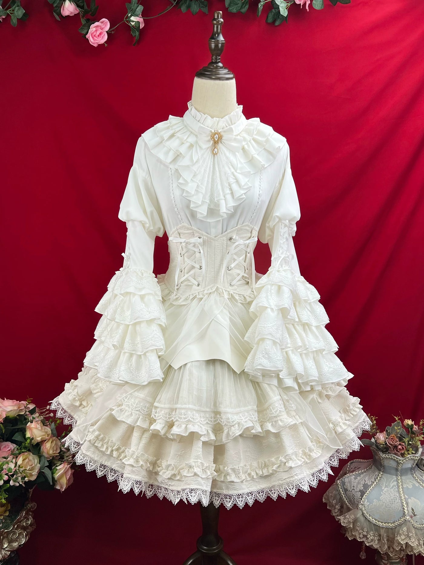 DMFS Lolita - Good and Evil Angel - Gothic Lolita SK Set, Retro Princess Sleeve Blouse