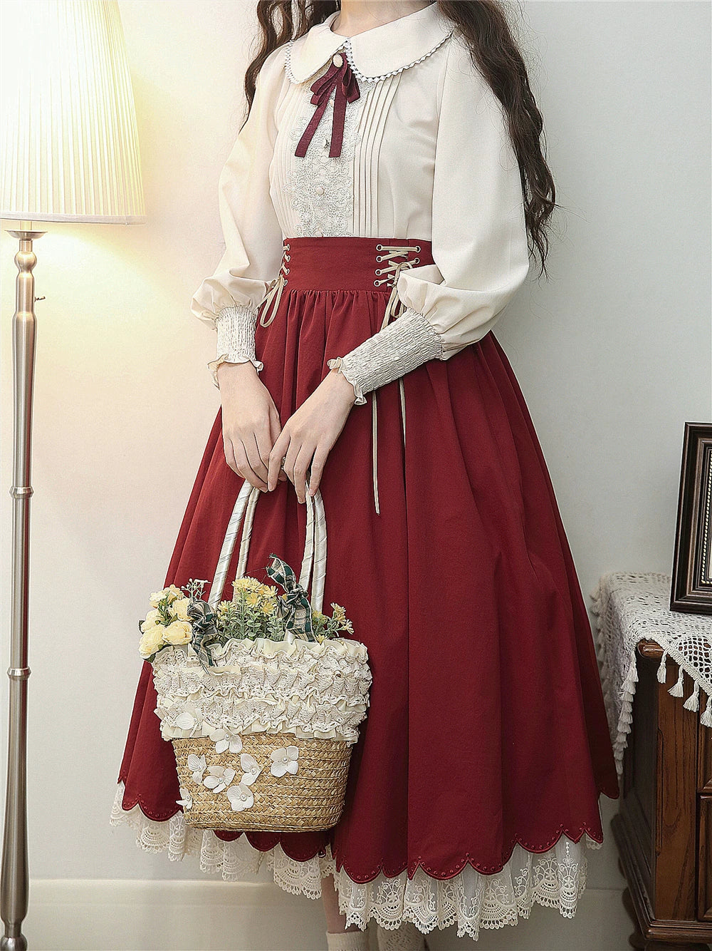 Countess's Autumn Outing - Embroidered Blouse and Skirt Set - detail view 6