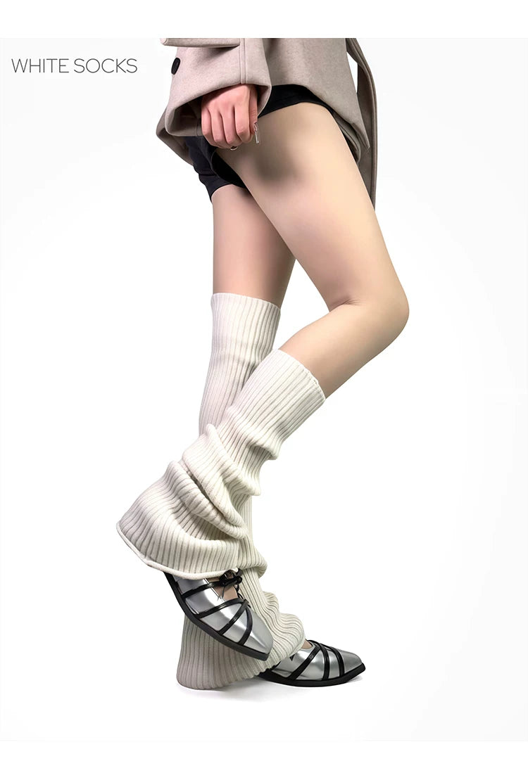 White Socks - Academy Slouch - Ribbed Calf Sock Leg Warmers