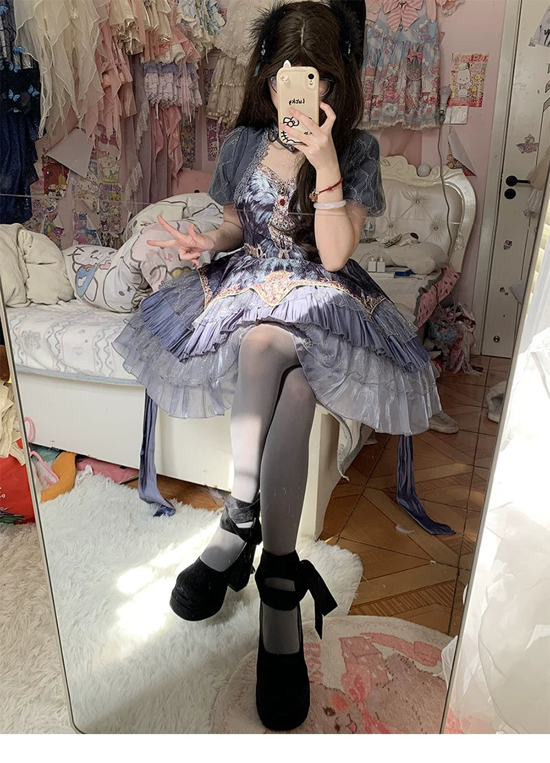 Floral Milk Cat - Spring-Summer - 80D Slightly Sheer Tights with Velvet-Base Finish