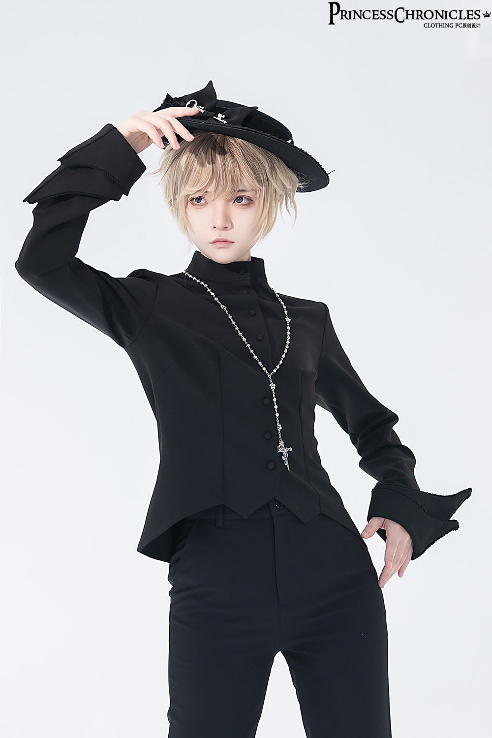 Princess Chronicles - Yan Ye - Ouji Lolita Black Shirt, Irregular Hem