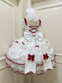 Red white JSK camisole dress + back bow / S
