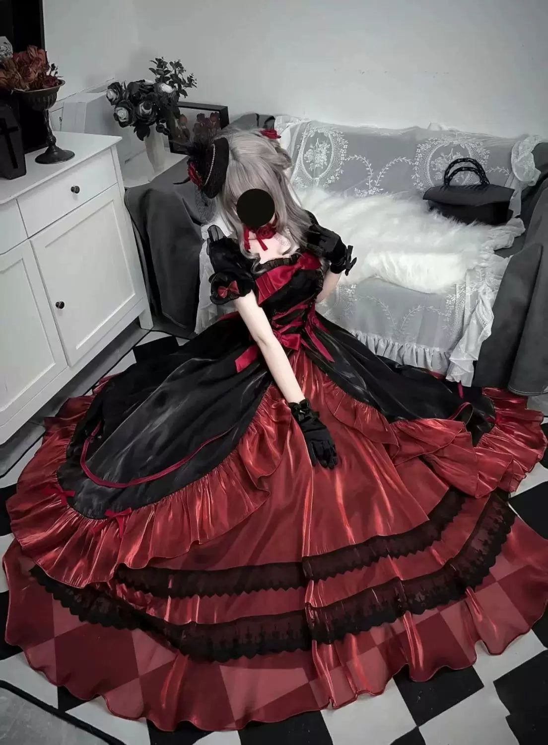 Sweetheart Dream Machine - Bridal Princess - Long Lolita Dress with Tiered Ruffles