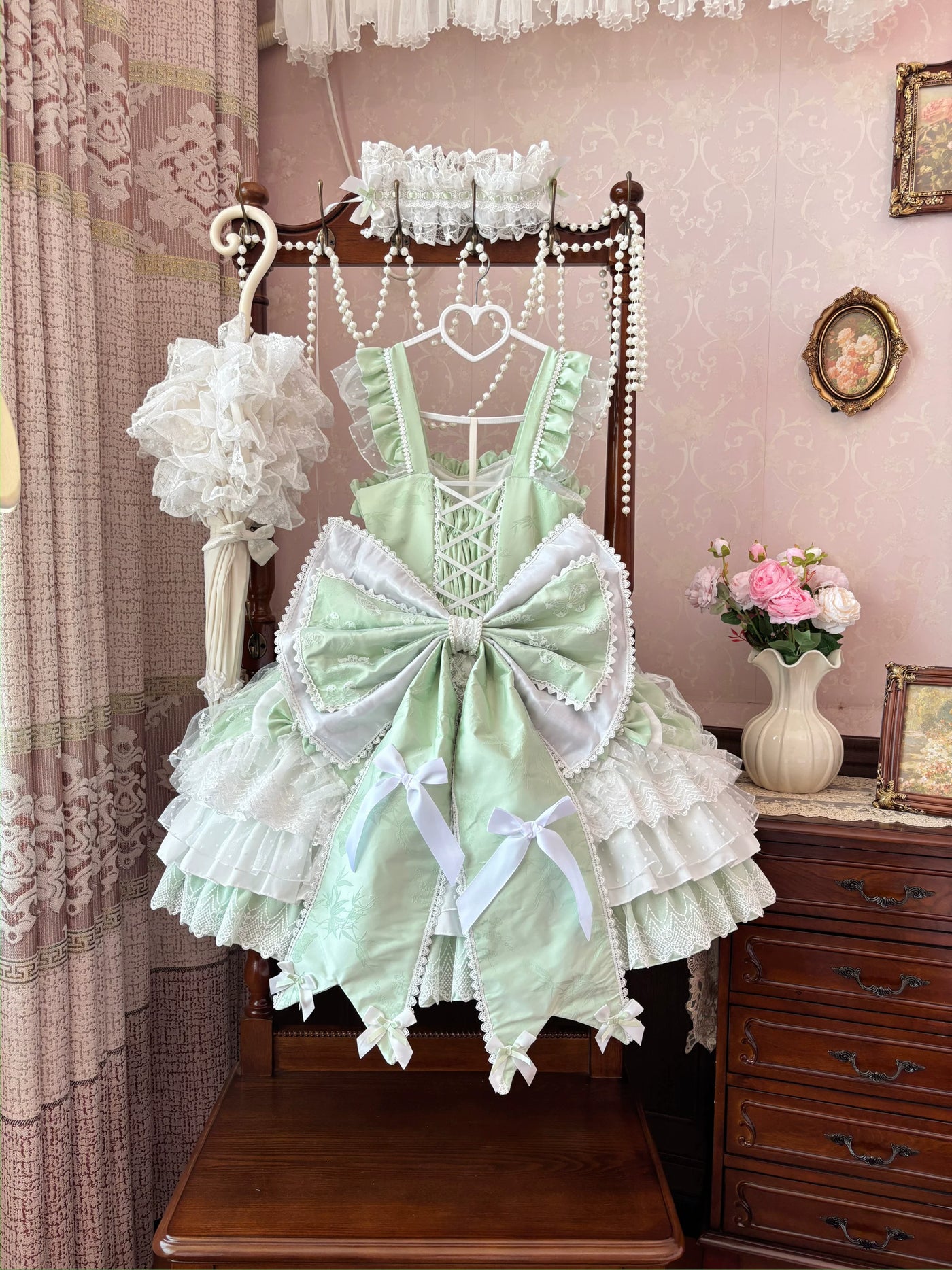 Hello Princess Lolita - Shaoyun Weiwei - Plus-Size Bridal-Style Lolita Dress with Layered Lace Skirt – detail view 7