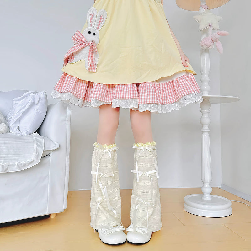 Handmade ribbon and lace Lolita leg warmers and socks - view 15