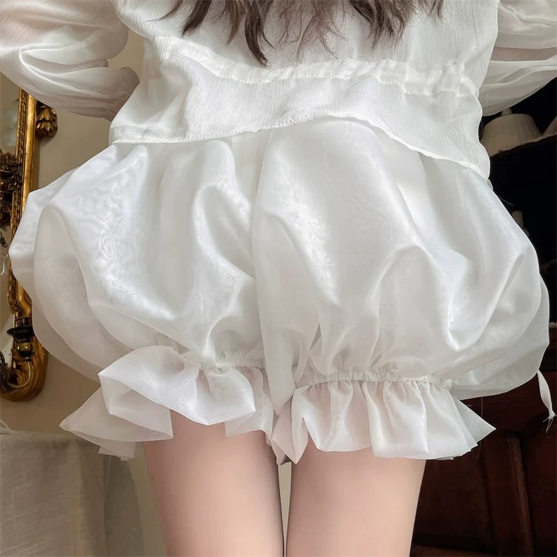 Sugar Girl - Casual Lolita Bloomers - Solid Color Organza Shorts Other Surprise