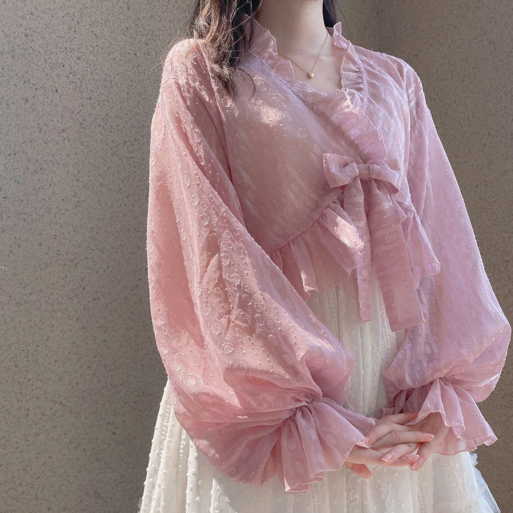 Sakurada Fawn - Chiffon Puff Sleeve Lolita Cardigan - Outerwear