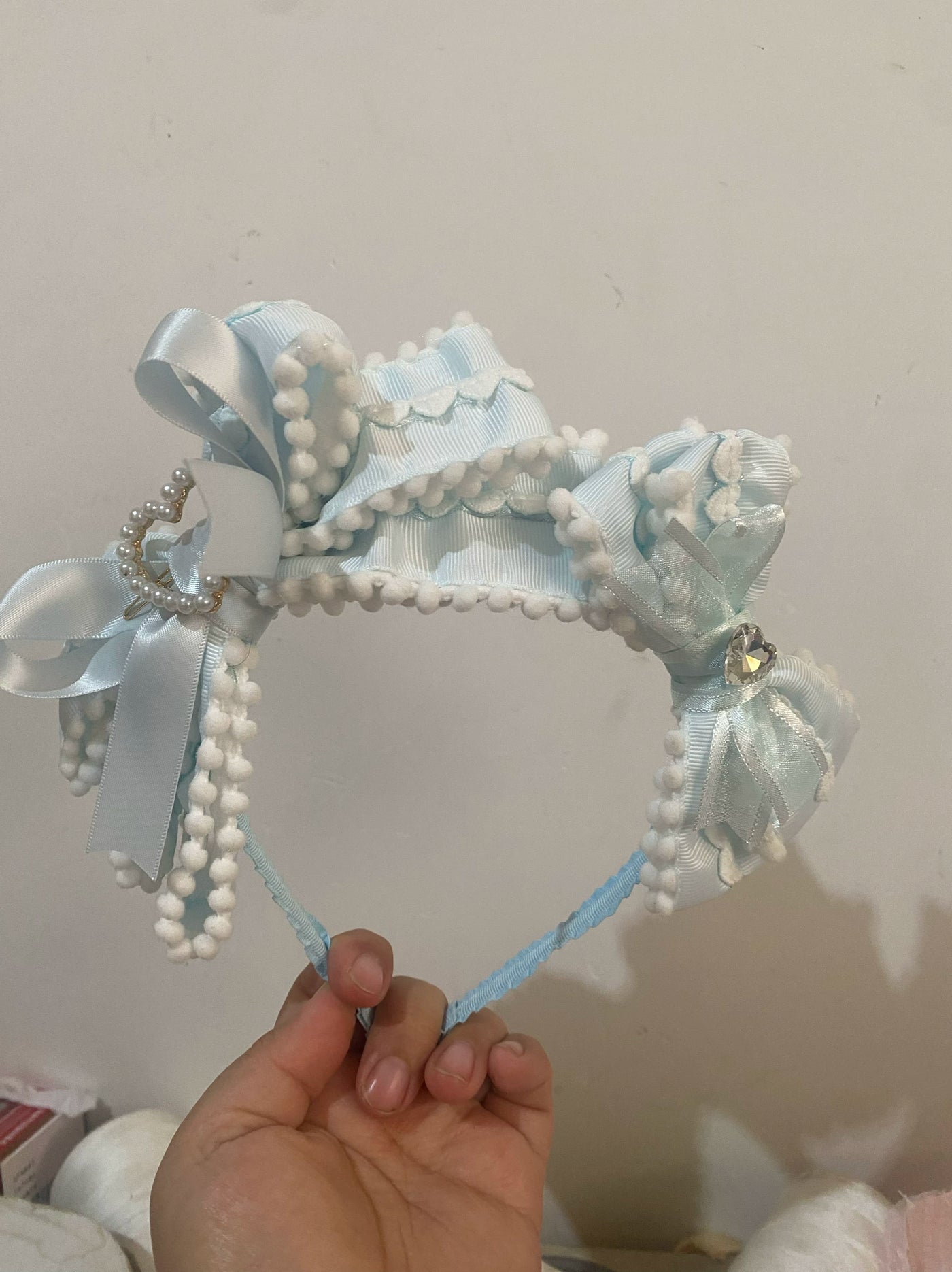 candycoco - Pastel Ribbon - Headband with layered bows and pearl accents